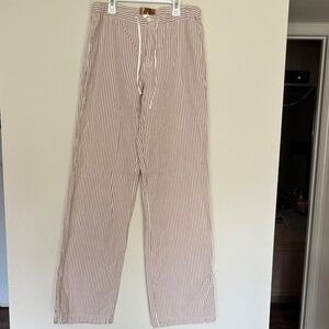Long Elegant Legs Striped Pants - Brown and White small tall